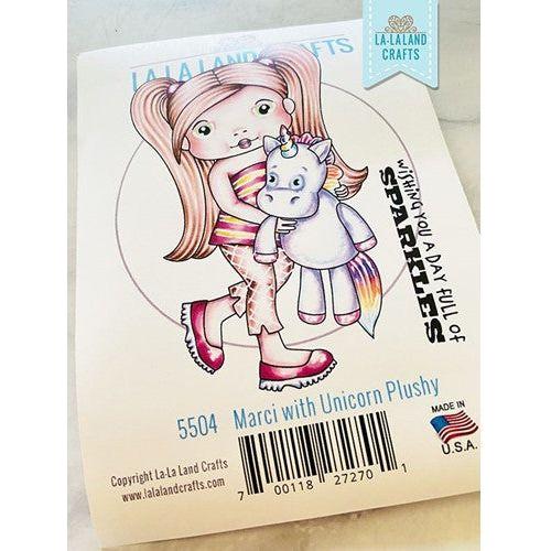 Simon Says Stamp! La-La Land Crafts Cling Stamps MARCI WITH UNICORN PLUSHY 5504