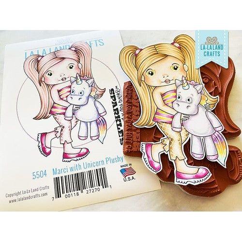 Simon Says Stamp! La-La Land Crafts Cling Stamps MARCI WITH UNICORN PLUSHY 5504