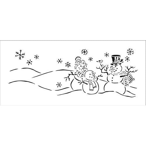 Simon Says Stamp! The Crafter's Workshop SNOWMAN FAMILY Slimline Stencil tcw2348