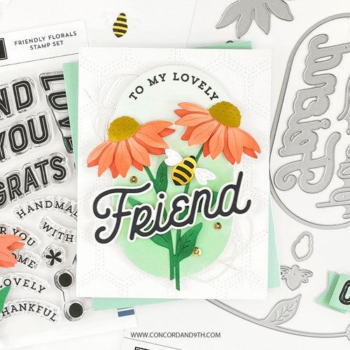 Simon Says Stamp! Concord & 9th FRIENDLY FLORALS Clear Stamp Set 11437