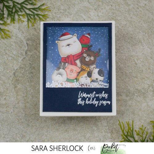 Simon Says Stamp! Picket Fence Studios AN ANIMAL CRACKERS CHRISTMAS HELLO Clear Stamps ac100