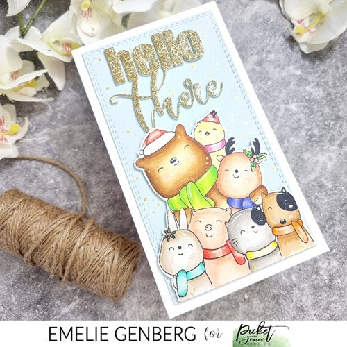 Simon Says Stamp! Picket Fence Studios AN ANIMAL CRACKERS CHRISTMAS HELLO Clear Stamps ac100