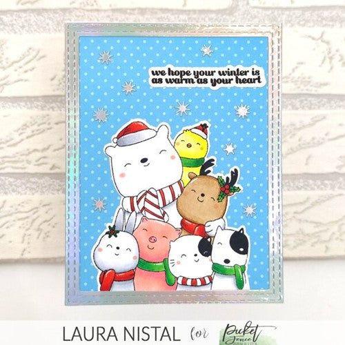 Simon Says Stamp! Picket Fence Studios AN ANIMAL CRACKERS CHRISTMAS HELLO Clear Stamps ac100