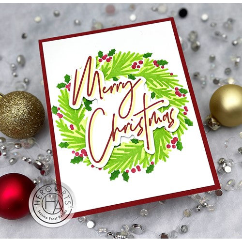 Simon Says Stamp! Hero Arts Clear Stamps MERRY CHRISTMAS GREETINGS CM644