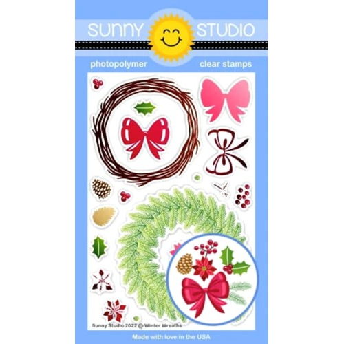 Simon Says Stamp! Sunny Studio WINTER WREATHS Clear Stamps SSCL-342