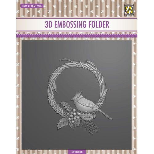 Simon Says Stamp! Nellie's Choice CHRISTMAS BIRD Square 3D Embossing Folder nef3d058