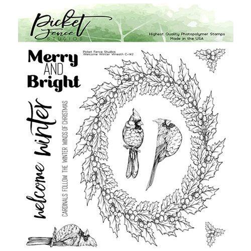 Simon Says Stamp! Picket Fence Studios WELCOME WINTER WREATH Clear Stamps c142