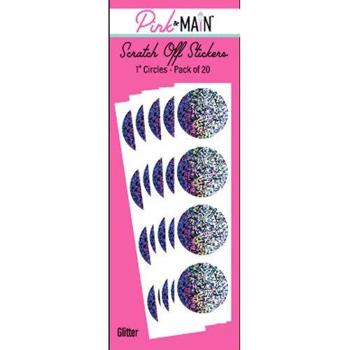 Simon Says Stamp! Pink and Main GLITTER 1 inch CIRCLE Scratch off Stickers PMP057