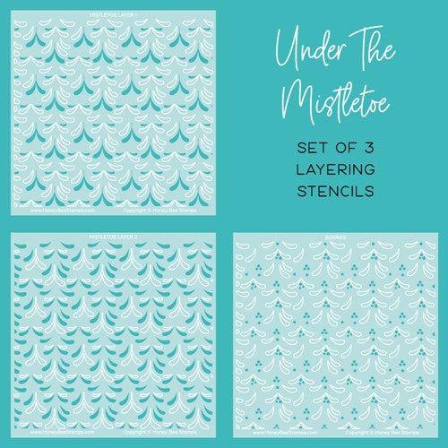 Simon Says Stamp! Honey Bee UNDER THE MISTLETOE Stencil Set of 3 hbsl-115