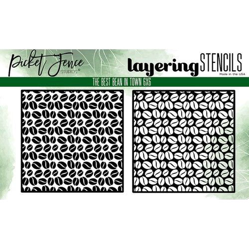 Simon Says Stamp! Picket Fence Studios THE BEST BEAN IN TOWN Layering Stencils sc343