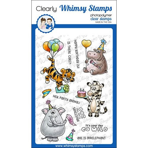 Simon Says Stamp! Whimsy Stamps JUNGLE BIRTHDAYS Clear Stamps C1407