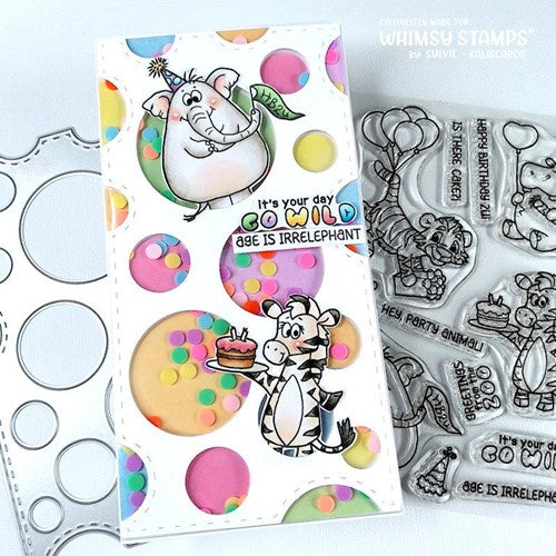 Simon Says Stamp! Whimsy Stamps JUNGLE BIRTHDAYS Clear Stamps C1407