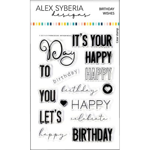 Simon Says Stamp! Alex Syberia Designs BIRTHDAY WISHES Stamp Set asdsta4633