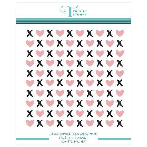 Simon Says Stamp! Trinity Stamps CHECKERED BACKGROUND HEARTS Stencil Set tss-061