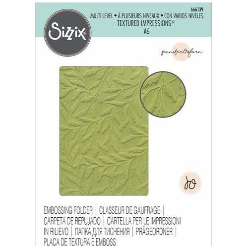 Simon Says Stamp! Sizzix Textured Impressions DELICATE LEAVES Multi Level Embossing Folder 666139