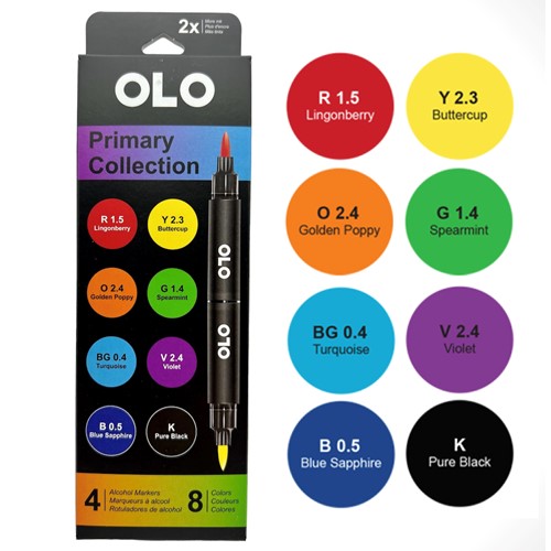 Olo Purple Tones Alcohol Markers Set - 8 Colors 4pc.
