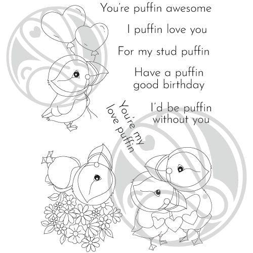 Simon Says Stamp! The Rabbit Hole Designs LOVE PUFFINS Clear Stamps TRH-194