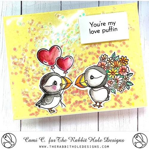 Simon Says Stamp! The Rabbit Hole Designs LOVE PUFFINS Clear Stamps TRH-194