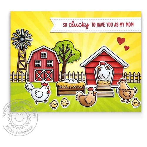 Simon Says Stamp! Sunny Studio CLUCKY CHICKENS Clear Stamps SSCL-347