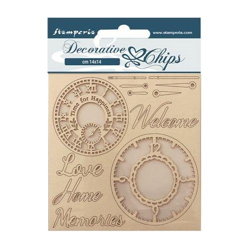 Simon Says Stamp! Stamperia CREATE HAPPINESS WELCOME HOME CLOCKS Decorative Chips scb159