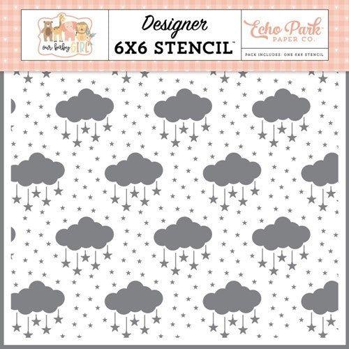 Simon Says Stamp! Echo Park OUR BABY GIRL 6 x 6 Cloudy Night Sky Stencil oba301036