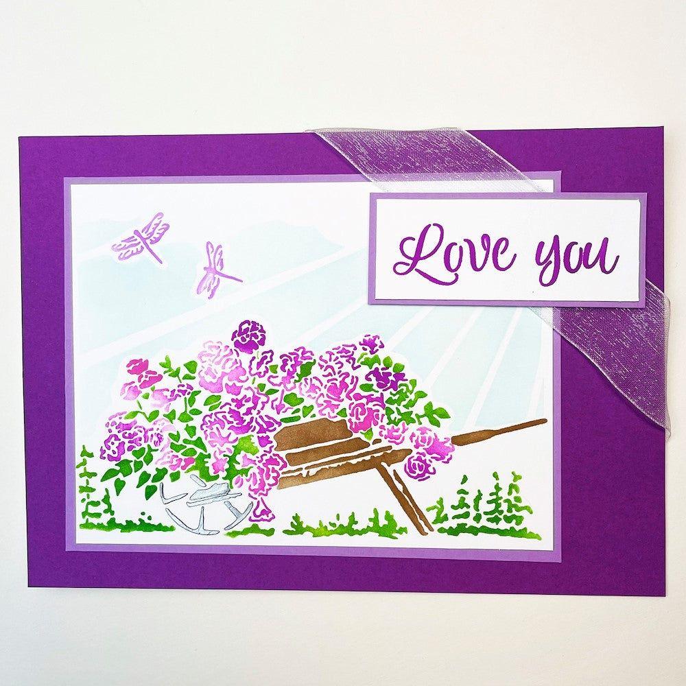 The Crafter's Workshop A2 LAYERED HAPPY WHEELBARROW Stencil tcw6020 love you