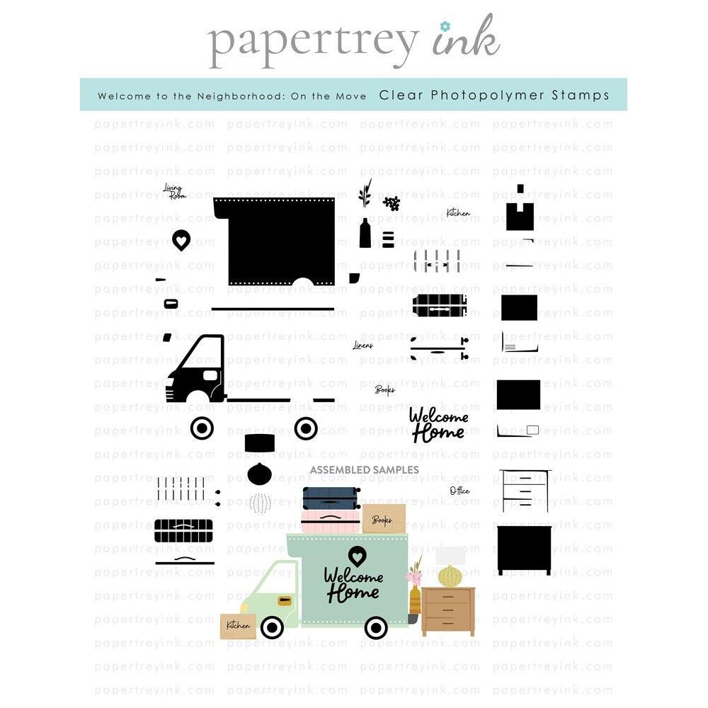 Papertrey Ink WELCOME TO THE NEIGHBORHOOD ON THE MOVE Clear Stamps 1473