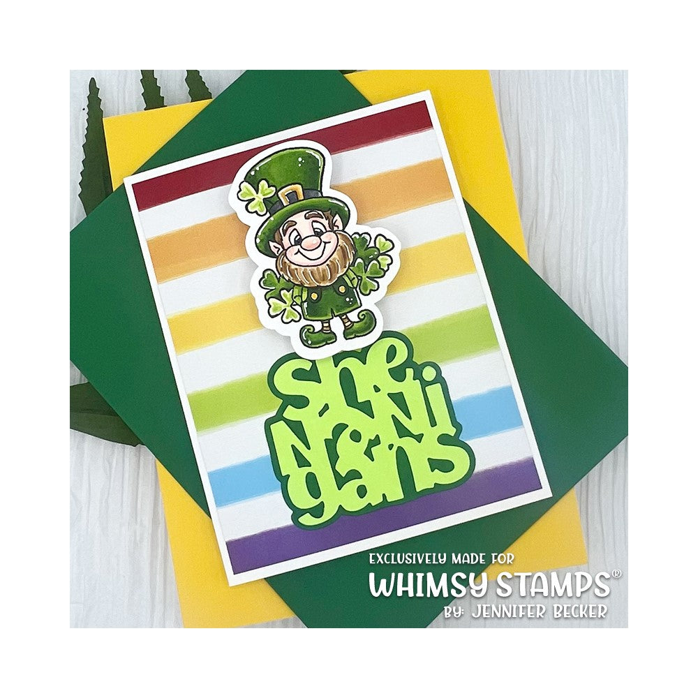 Whimsy Stamps LUCKY LEPRECHAUN Clear Stamps C1410 stripes