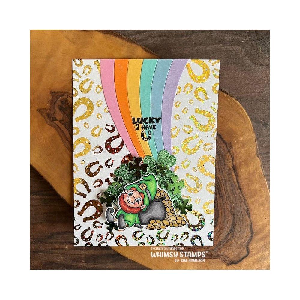 Whimsy Stamps LUCKY LEPRECHAUN Clear Stamps C1410 rainbow