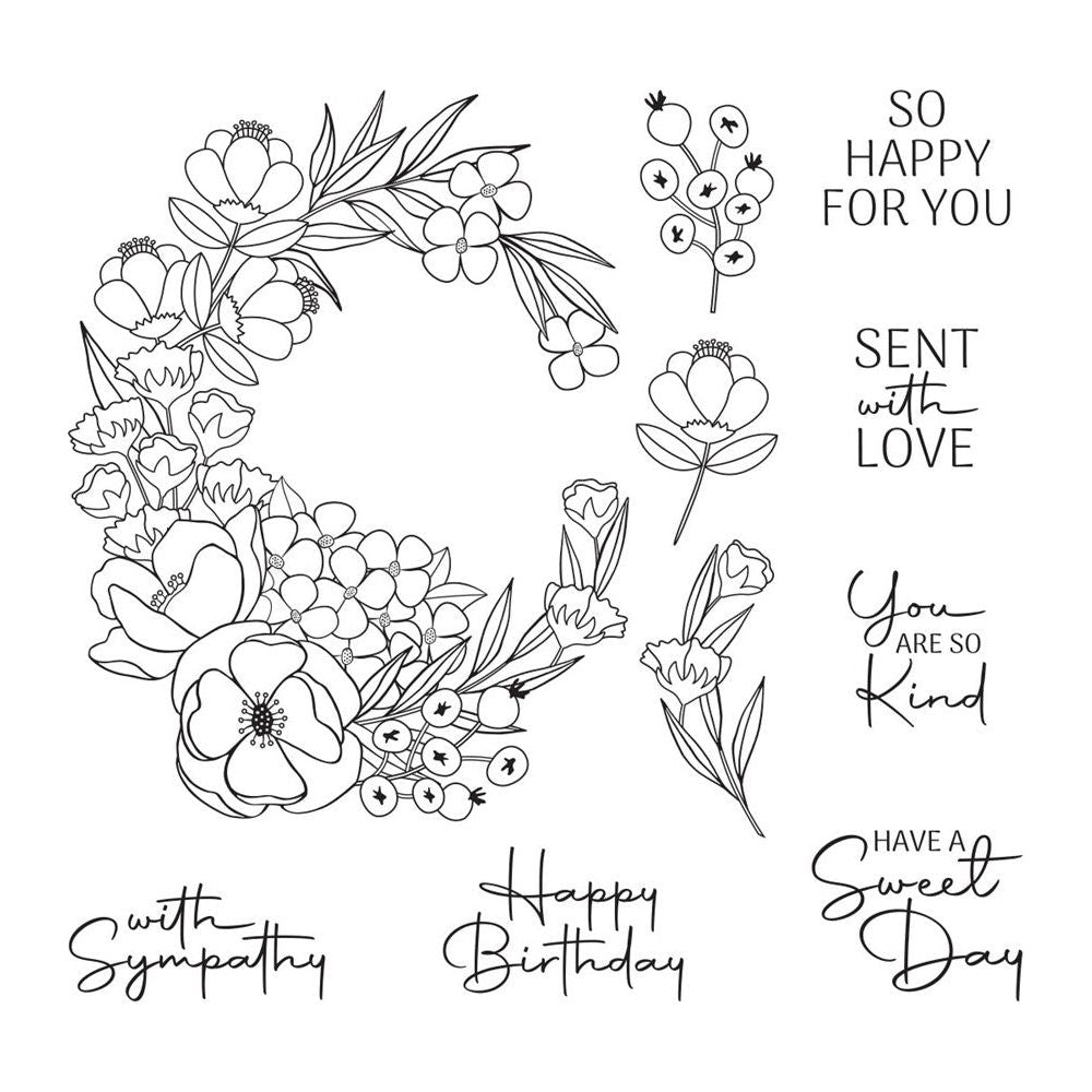 STP-179 Spellbinders FOUR PETAL SWEET DAY FLOWERS Clear Stamps