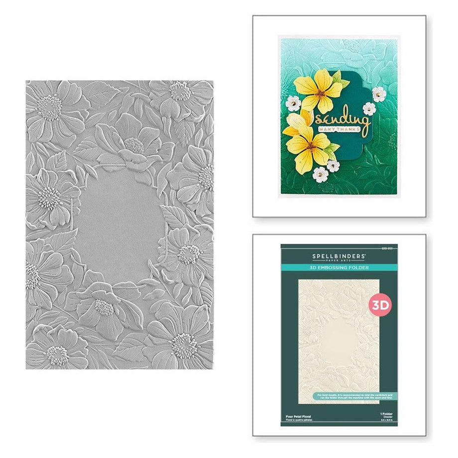 Spellbinders FOUR PETAL FLOWER 3D Embossing Folder E3D-053