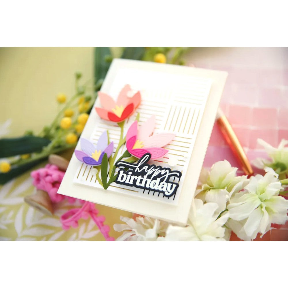 Waffle Flower WOVEN PATTERN Hot Foil Plate 421217 happy birthday