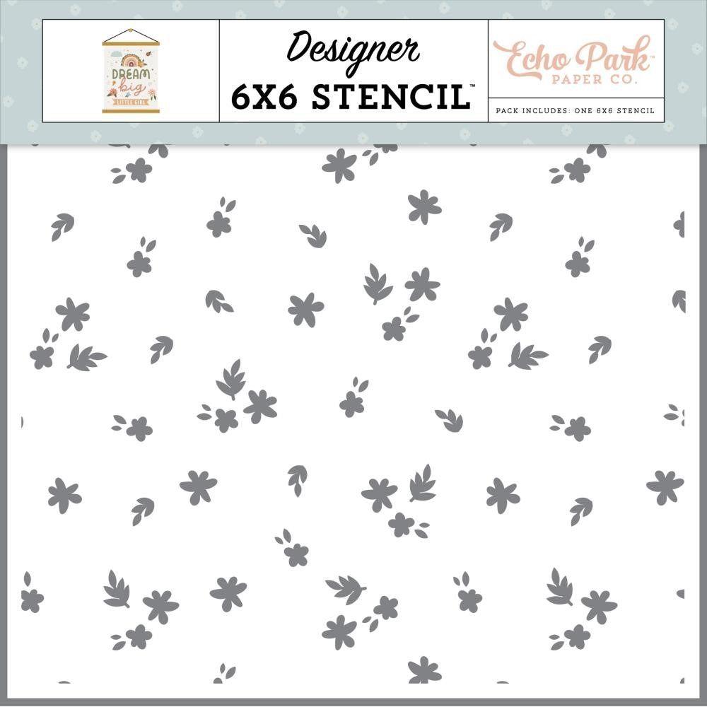 Echo Park LITTLE MISS FLORAL 6 x 6 Stencil dbg305033