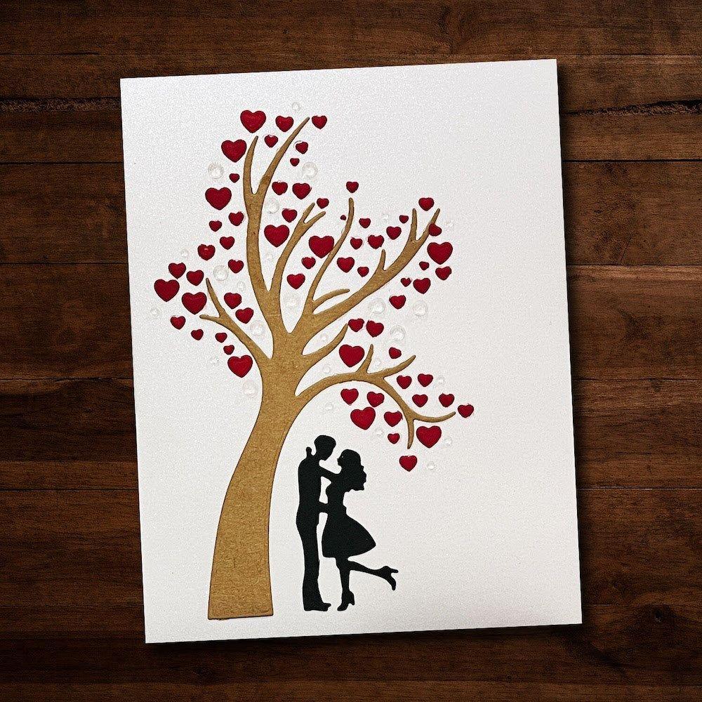 Paper Rose TREE OF LOVE Dies 28825 couple under a tree card