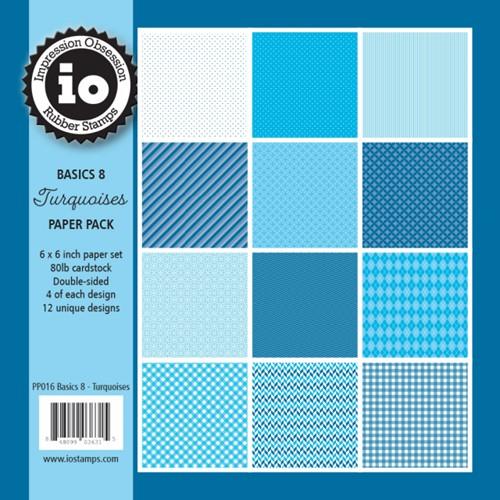 Impression Obsession Turquoises Basics 8 6x6 inch Paper Pad PP016