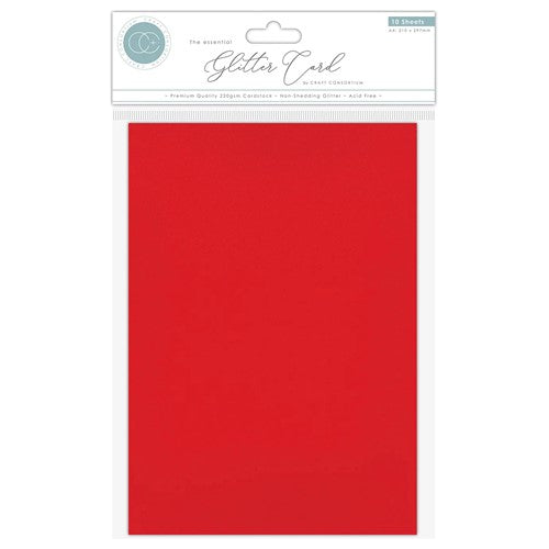 Craft Consortium The Essential Glitter Card Stock Red CCEGC007