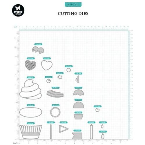 Studio Light Cupcake Sweet Stories Dies slsscd510 sizes