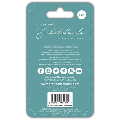 Craft Consortium The Essential Embellishments Blue Adhesive Dewdrops CEDROP005 Backing