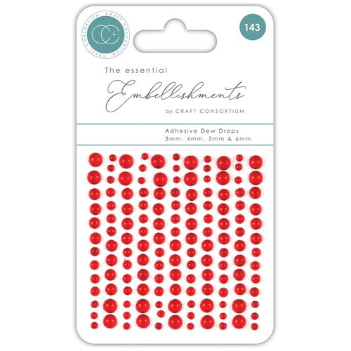 Craft Consortium The Essential Embellishments Red Adhesive Dewdrops CEDROP002