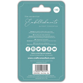 Craft Consortium The Essential Embellishments Red Adhesive Dewdrops CEDROP002 Backing