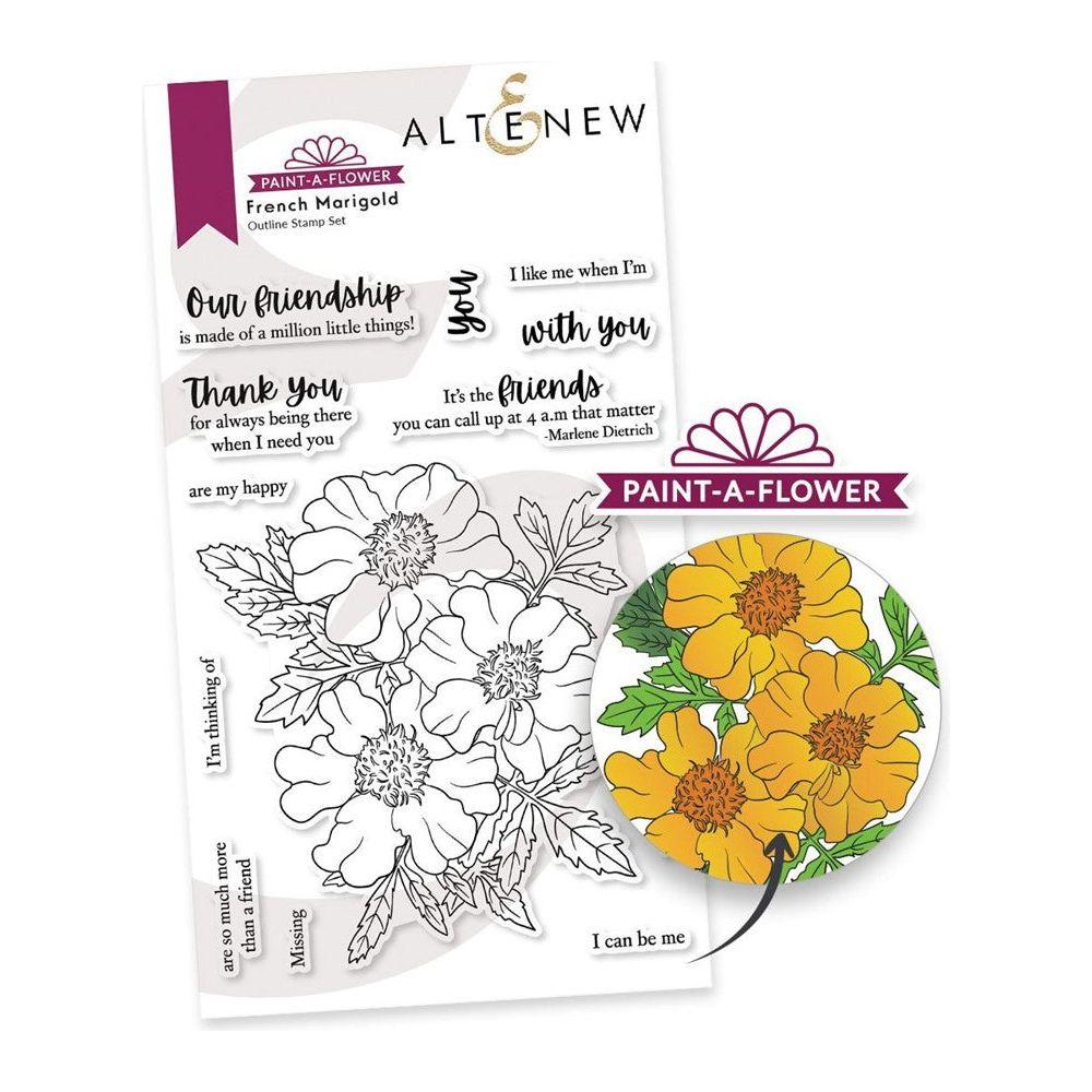 Altenew Paint A flower French Marigold Outline Clear Stamps ALT7593