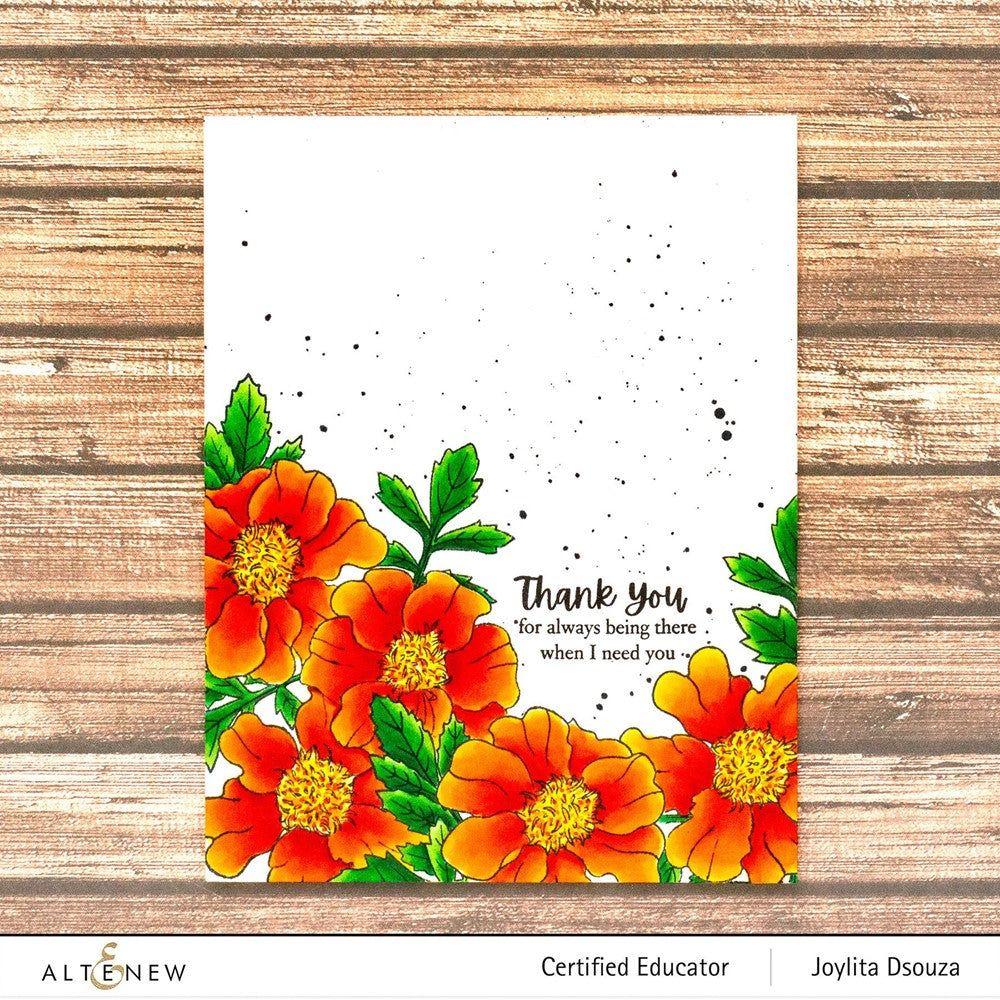 Altenew Paint A flower French Marigold Outline Clear Stamps ALT7593 thank you