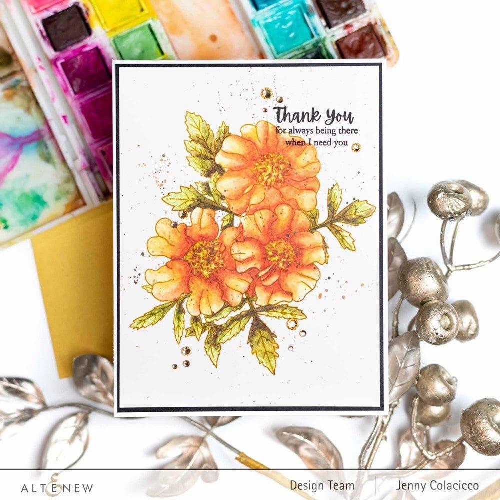 Altenew Paint A flower French Marigold Outline Clear Stamps ALT7593 blooms