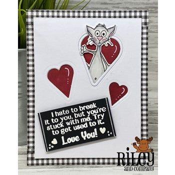 Riley and Company Funny Bones You're Stuck With Me Cling Rubber Stamp RWD-1124 hearts