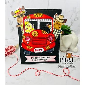 Riley and Company Funny Bones Shotgun Cling Rubber Stamp RWD-1123 bus