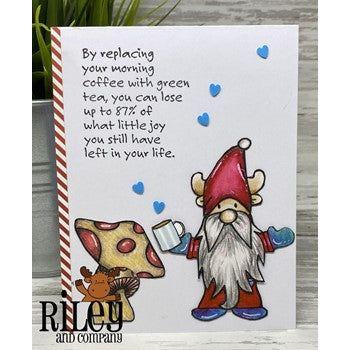 Riley and Company Funny Bones Replacing Coffee Cling Rubber Stamp RWD-1109 gnome