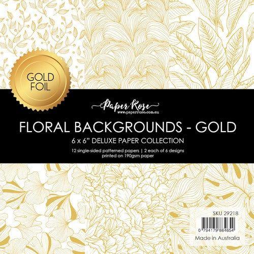 Paper Rose Floral Backgrounds Gold Foil 6x6 Paper 29218