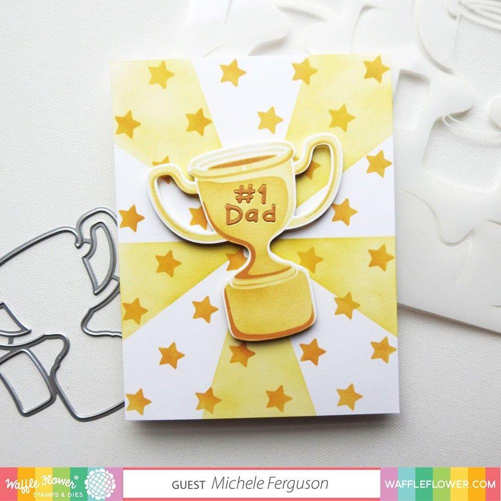 Waffle Flower Trophy Cup Die N Stencil 421263 Dad