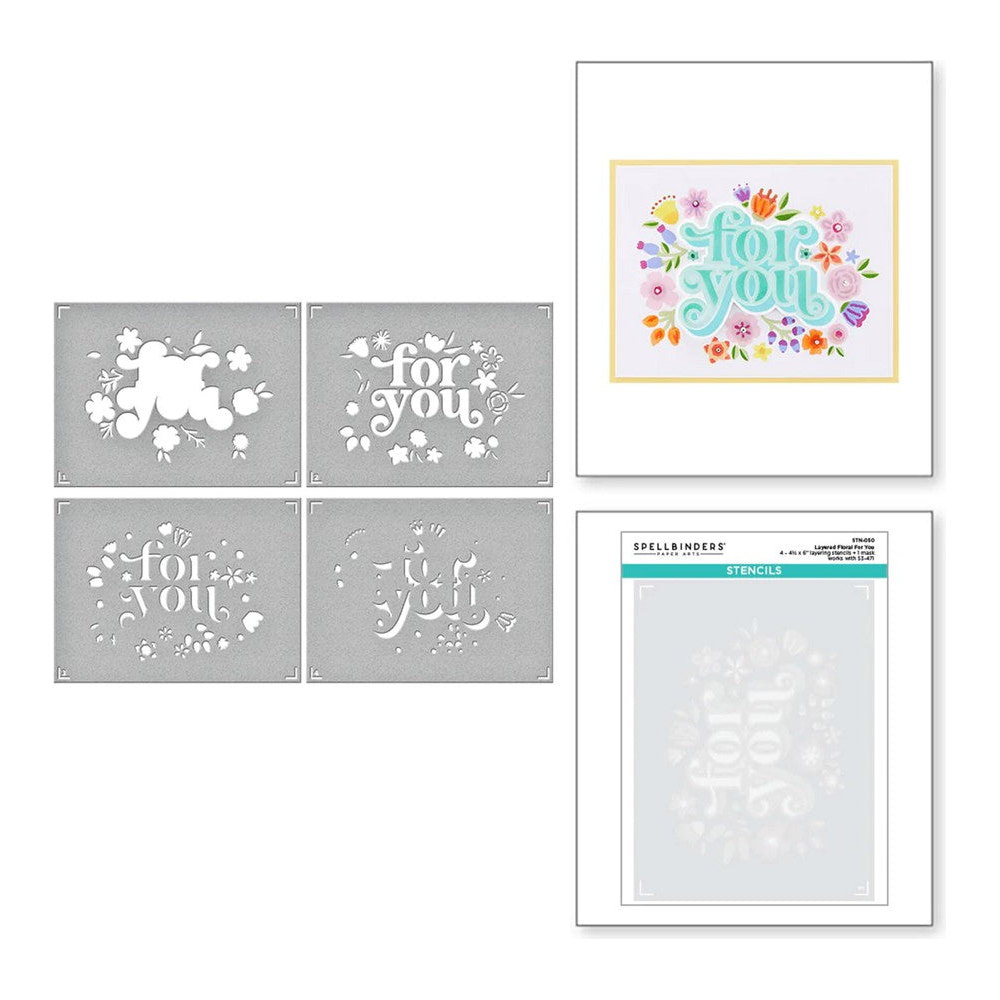 STN-052 Spellbinders Layered Floral For You Stencils detail