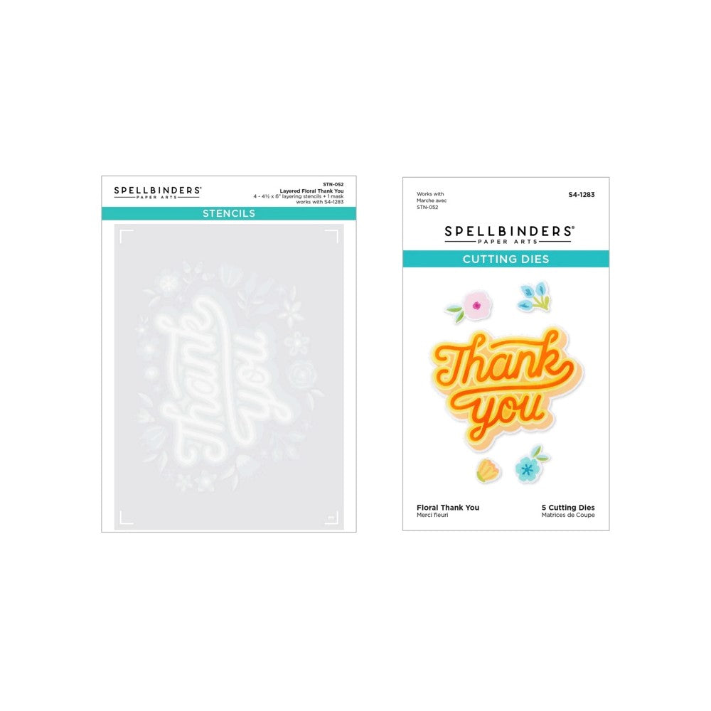 BD-0752 Spellbinders Floral Thank You Stencil and Die Set